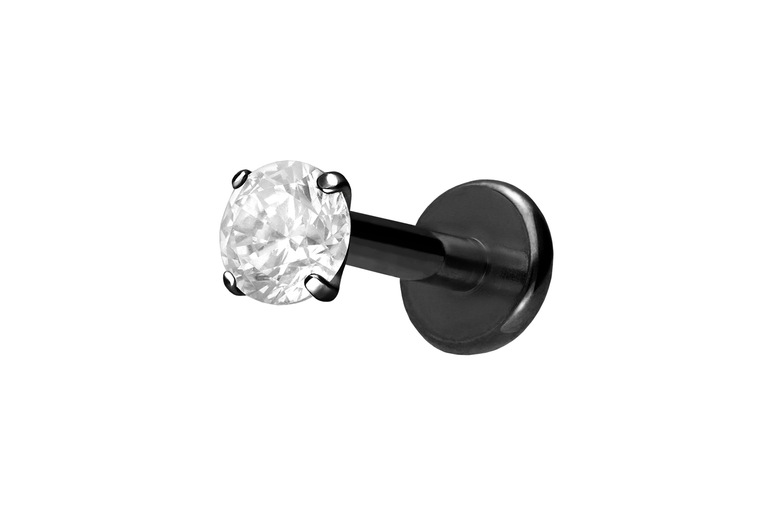 Titan Labret Piercing mit Innengewinde EINGEFASSTER KRISTALL